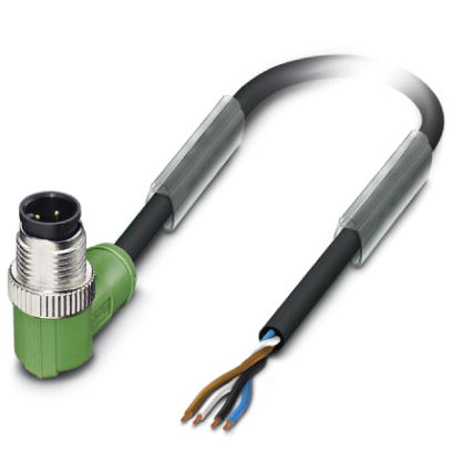 Phoenix Contact M12 Cordset; SAC-4P-M12MR/10.0-PUR; Male Right Angle; 4-Pin; 4-Wire; 10m PUR Cable